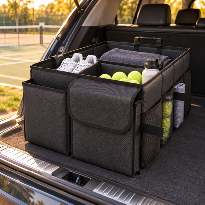 📌Multi-Compartment Car Trunk Organizer | Foldable Storage Bin | Large-Capacity Vehicle Storage