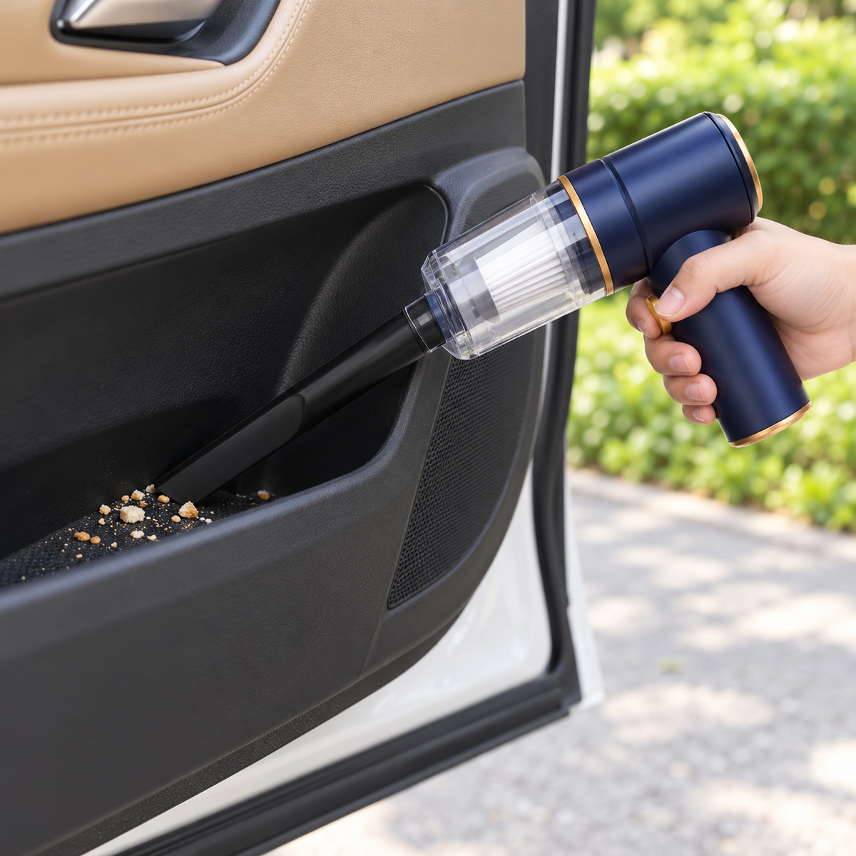 🌪️Cordless Handheld Car Vacuum | Multi-Nozzle Cleaning | USB Rechargeable Car Cleaning Tool