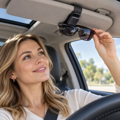 🛹Car Sun Visor Sunglasses Holder | Secure Eyewear Storage | Quick Access | Compact Car Organizer