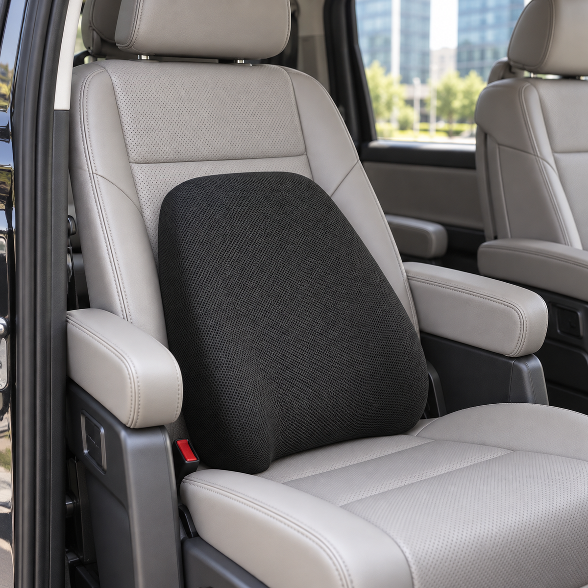 ⭐Car Lumbar Support Pillow | Lower Back Cushion | Contoured Support | Breathable Mesh