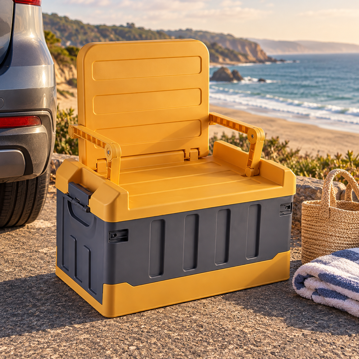 🧳Foldable Car Trunk Organizer | Large-Capacity Storage Box | Built-In Seat-Style Top