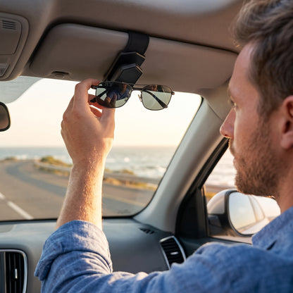 🛹Car Sun Visor Sunglasses Holder | Secure Eyewear Storage | Quick Access | Compact Car Organizer