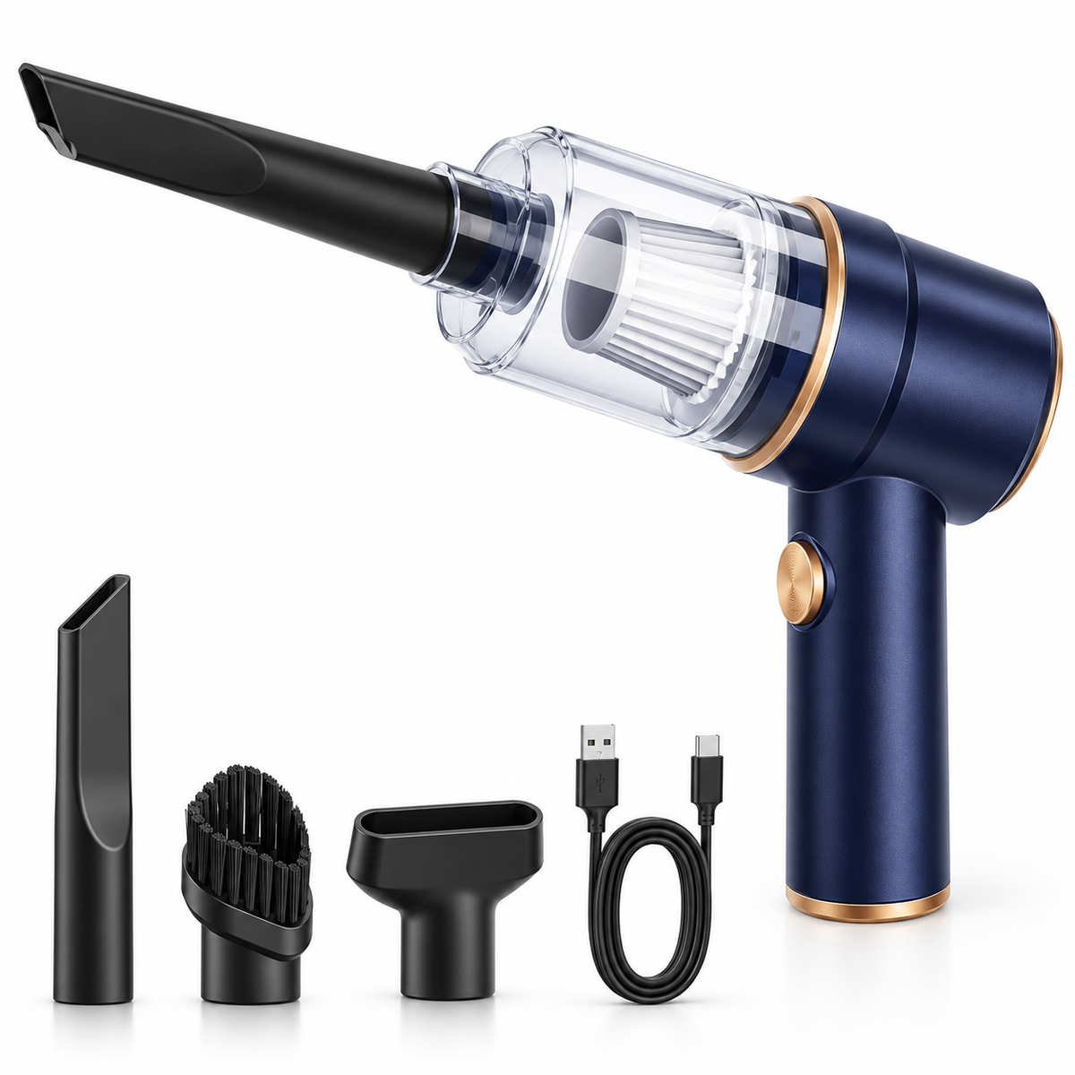 🌪️Cordless Handheld Car Vacuum | Multi-Nozzle Cleaning | USB Rechargeable Car Cleaning Tool