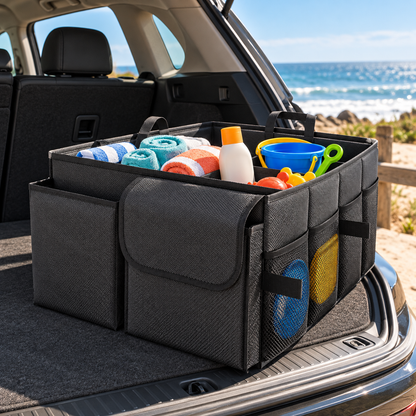 📌Multi-Compartment Car Trunk Organizer | Foldable Storage Bin | Large-Capacity Vehicle Storage