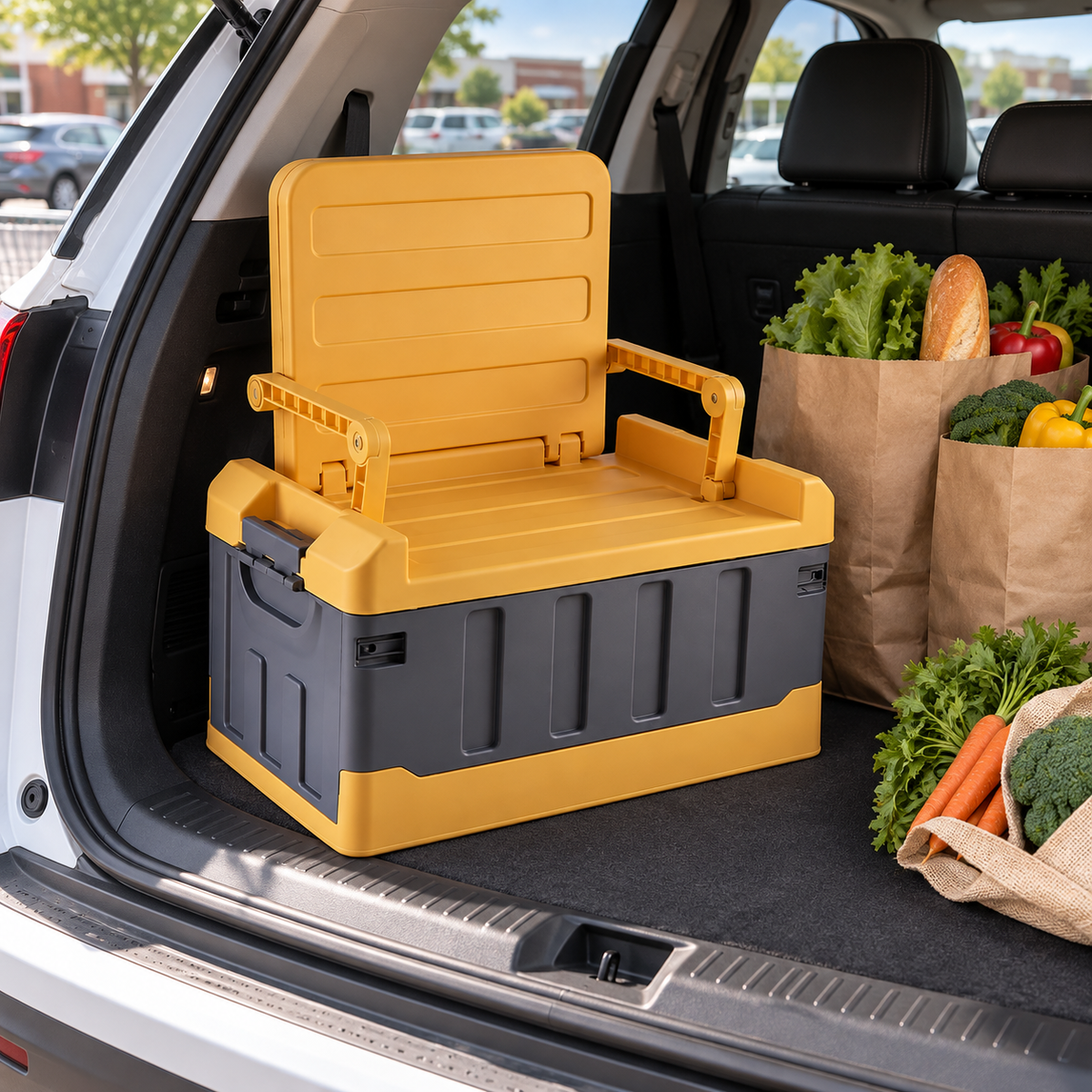 🧳Foldable Car Trunk Organizer | Large-Capacity Storage Box | Built-In Seat-Style Top