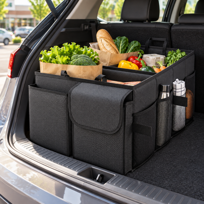 📌Multi-Compartment Car Trunk Organizer | Foldable Storage Bin | Large-Capacity Vehicle Storage