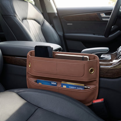 🚗Car Seat Gap Organizer | Easy-Access Phone & Card Storage | Front-Seat Clutter Control | Leather-Look Design