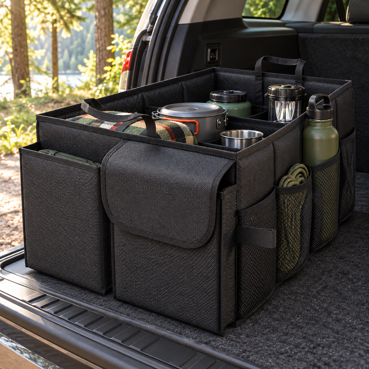 📌Multi-Compartment Car Trunk Organizer | Foldable Storage Bin | Large-Capacity Vehicle Storage