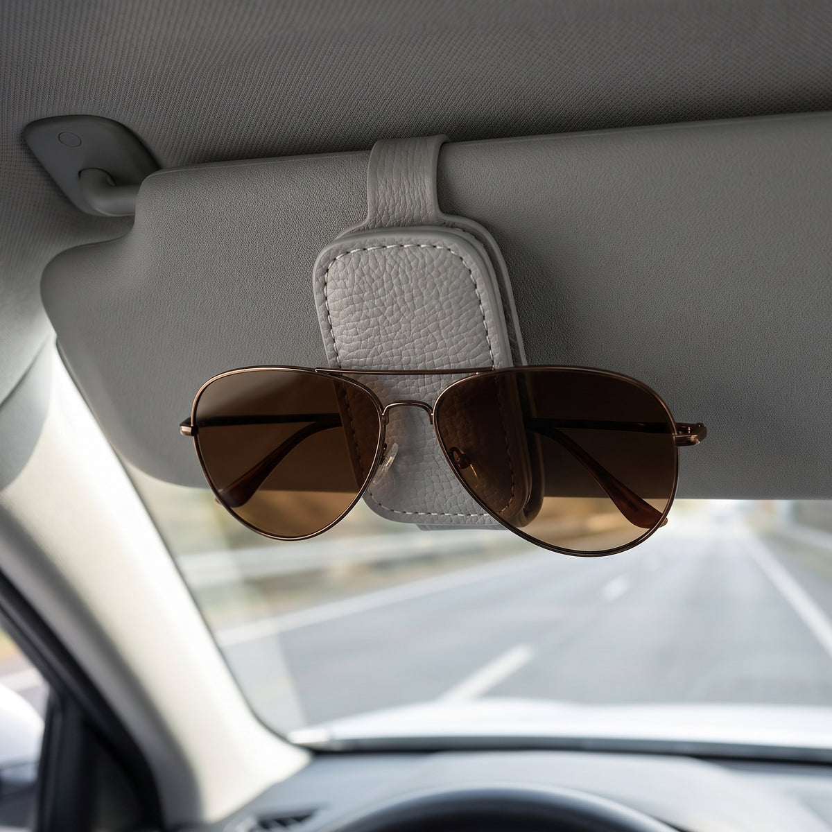 🕶️Leather Car Sunglasses Holder | Sun Visor Eyewear Clip | Quick Access | Refined Car Organizer