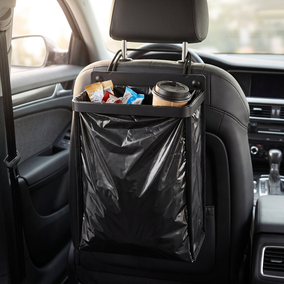 🗑️ Car Seat-Back Trash Bag | Wide-Open Hanging Design | Commuting & Family Trips | Rear-Seat Waste Storage