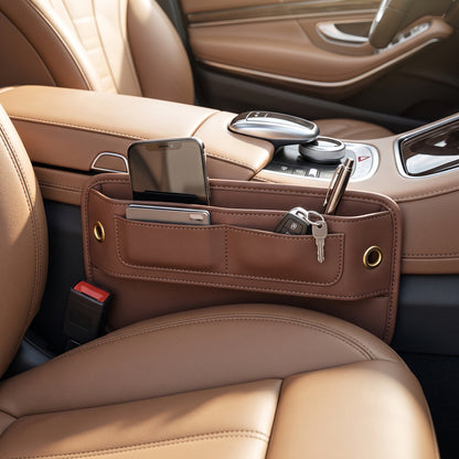 🚗Car Seat Gap Organizer | Easy-Access Phone & Card Storage | Front-Seat Clutter Control | Leather-Look Design