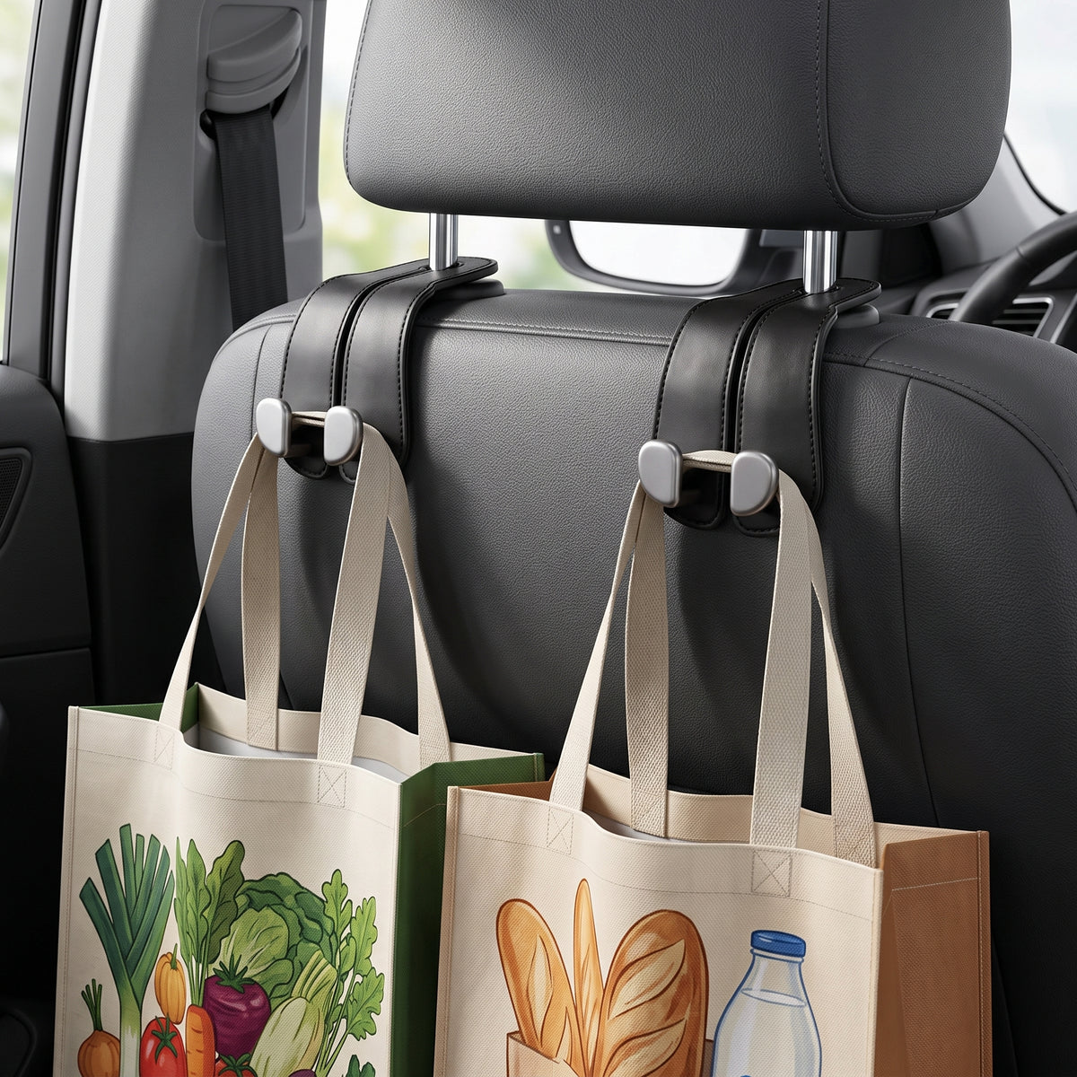🛻Leather Car Headrest Hooks | Bag Hanging Storage | Seat-Back Organizer | Refined Car Interior