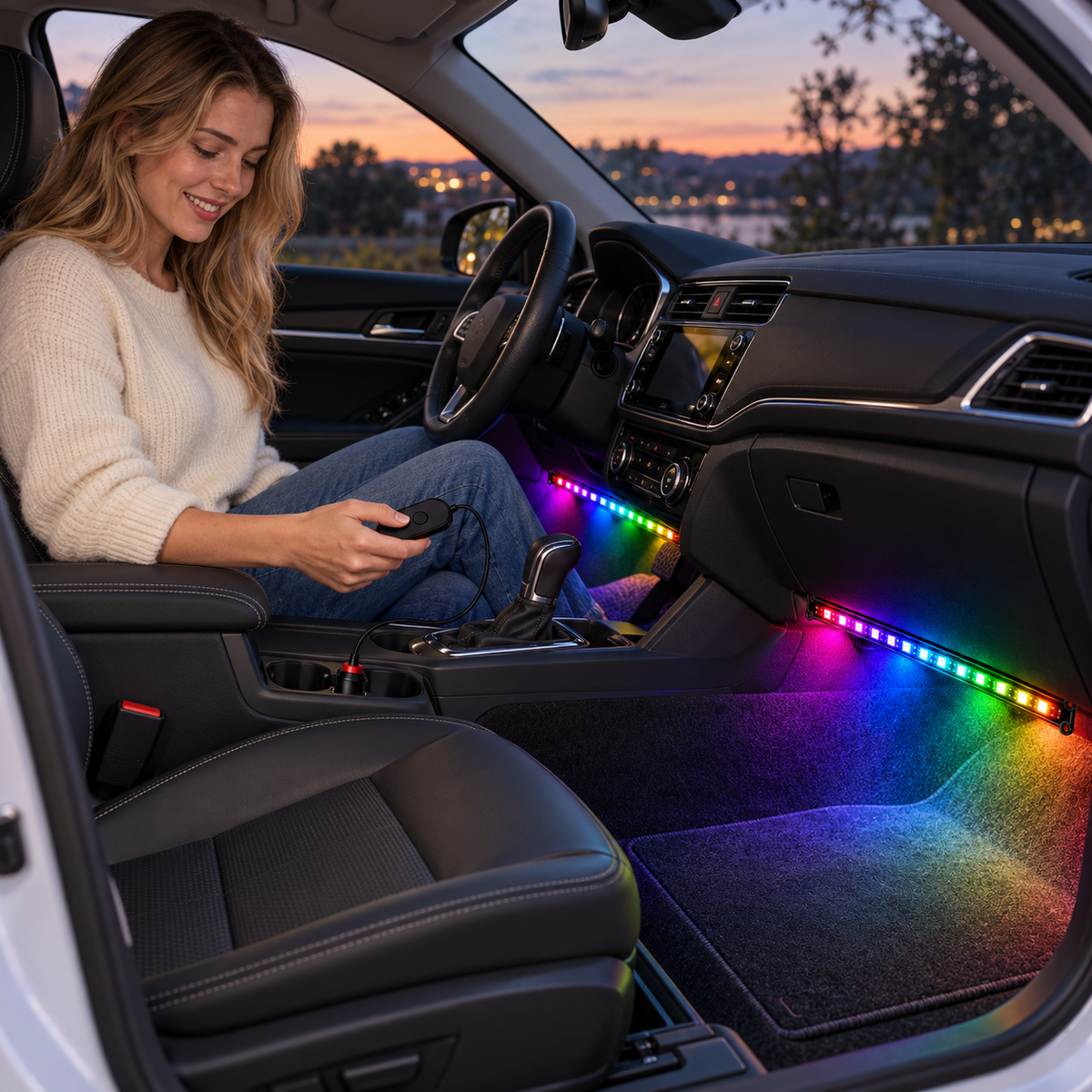 🌈 Car Interior Ambient Lights | Multicolor LED Light Strips | Footwell Accent Lighting | Interior Car Decor