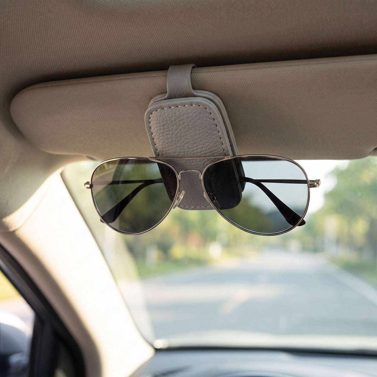 🕶️Leather Car Sunglasses Holder | Sun Visor Eyewear Clip | Quick Access | Refined Car Organizer