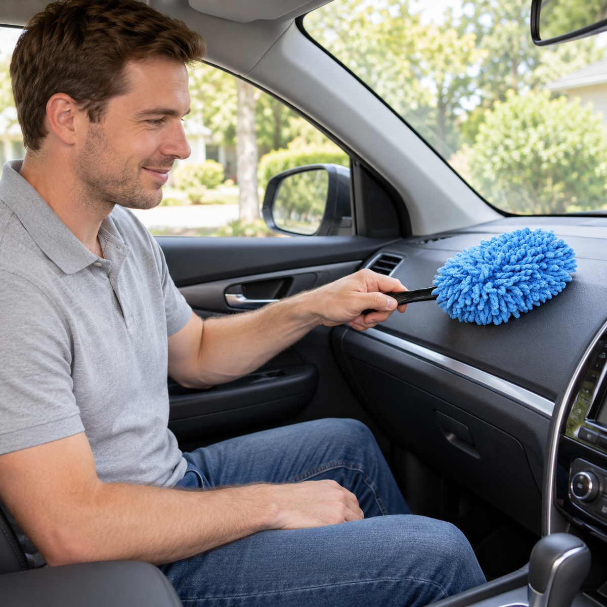 💫Car Microfiber Duster | Dashboard Cleaning Brush | Soft Dust-Trapping Head | Interior Car Cleaning Tool